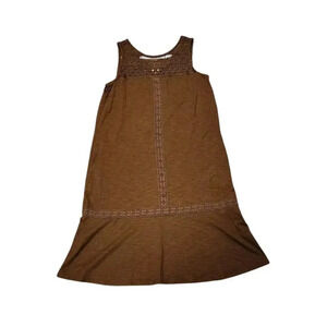J.Jill Women's Brown Dress Crochet Size XS With Pockets Pima Cotton Rayon